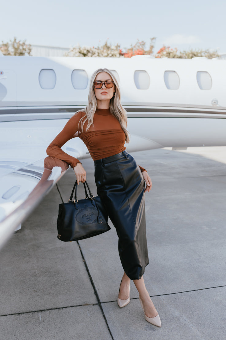 Evening Wear with Leather Maxi Skirt