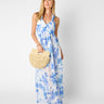 blue and white floral maxi dress