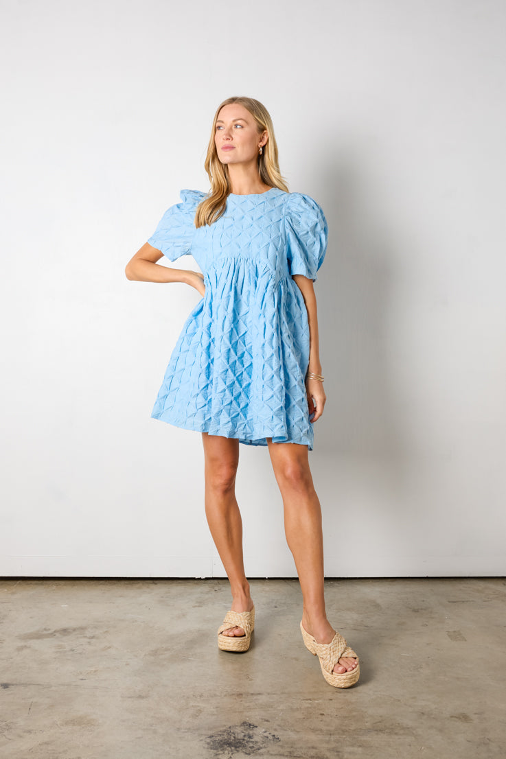light blue babydoll mini dress
