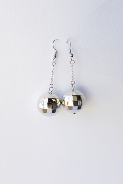 Silver Ball Dangle Earrings - 4 Inch Long Filigree Dangle Earrings, Silver-Tone Statement Earrings