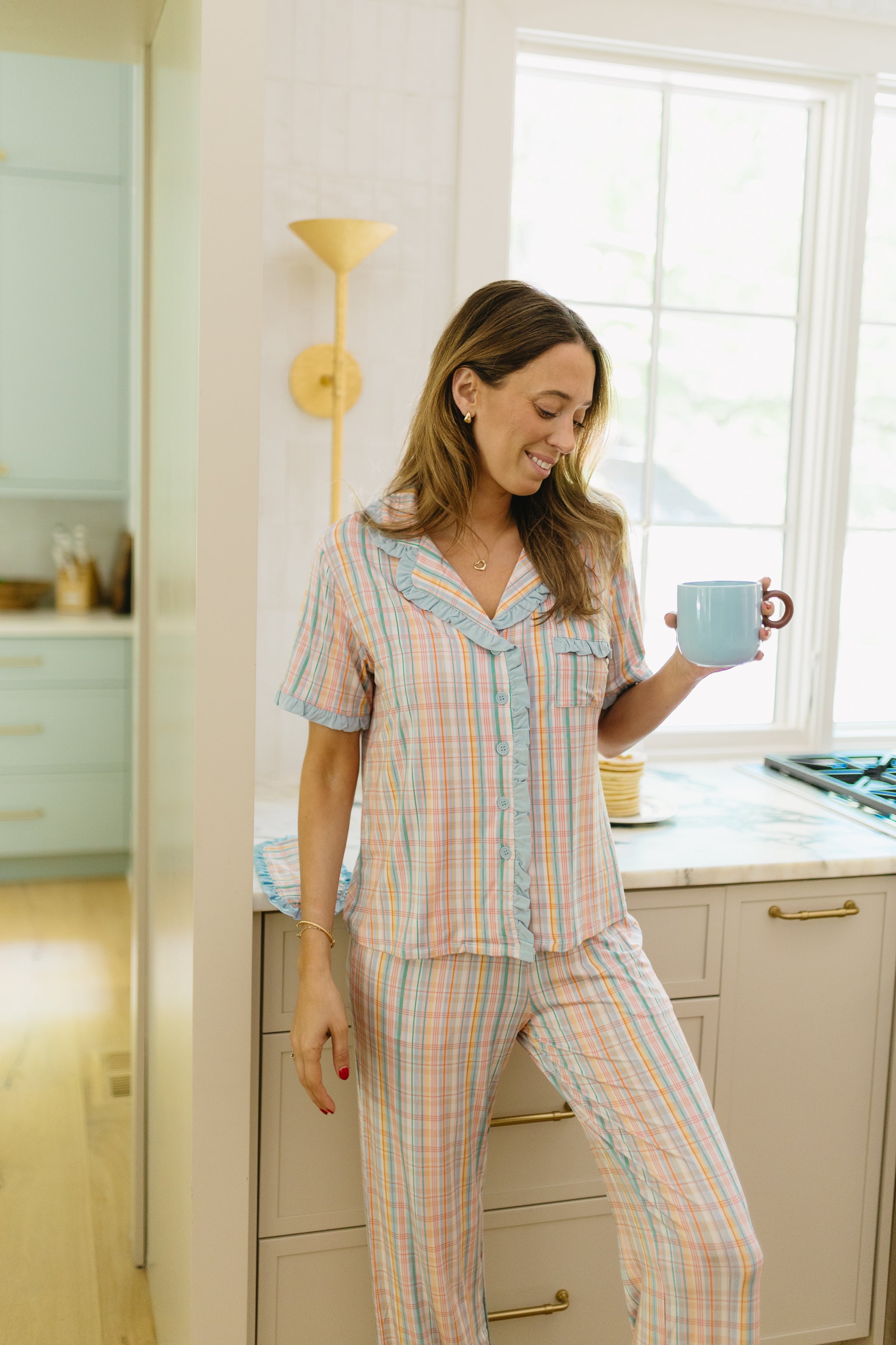 Summer Plaid Pajama Set - Top & Pants – Vestique