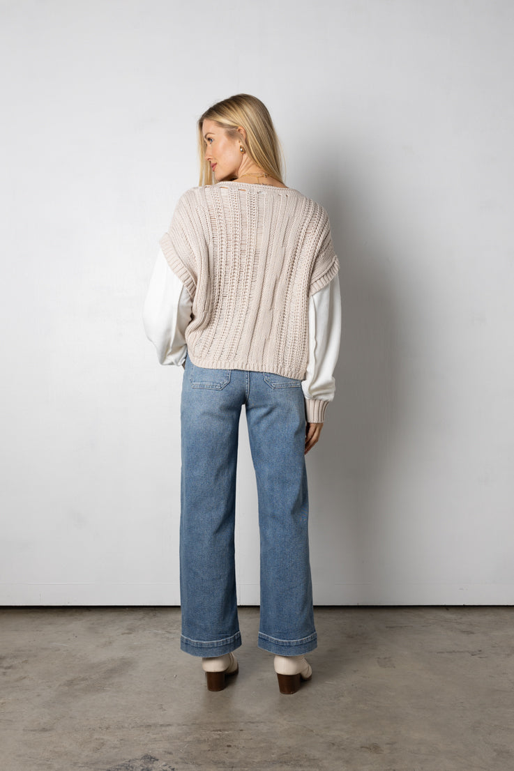 beige chunky cable knit sweater