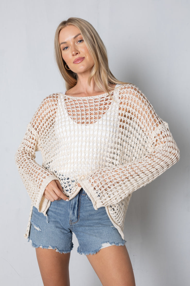 River Run Waffle Knit Sweater • Impressions Online Boutique