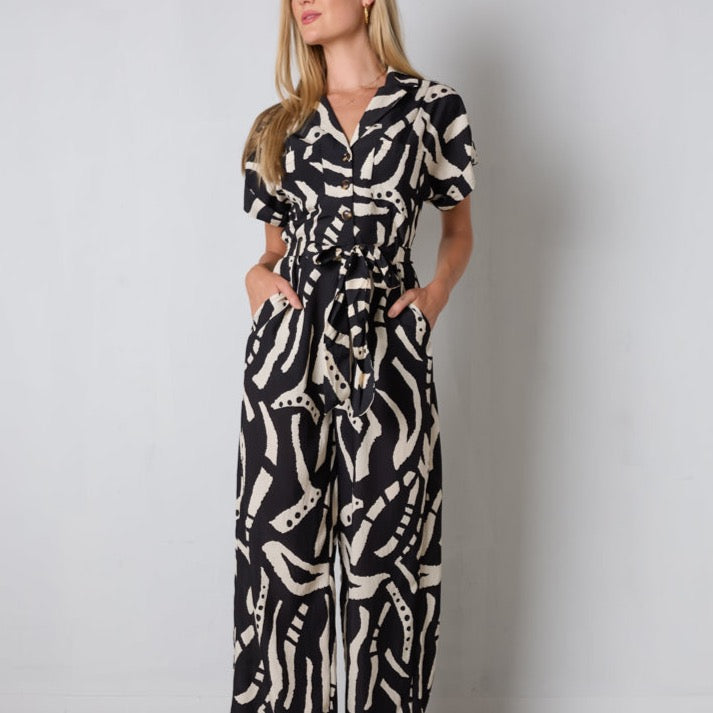 black and ivory jumpsuit