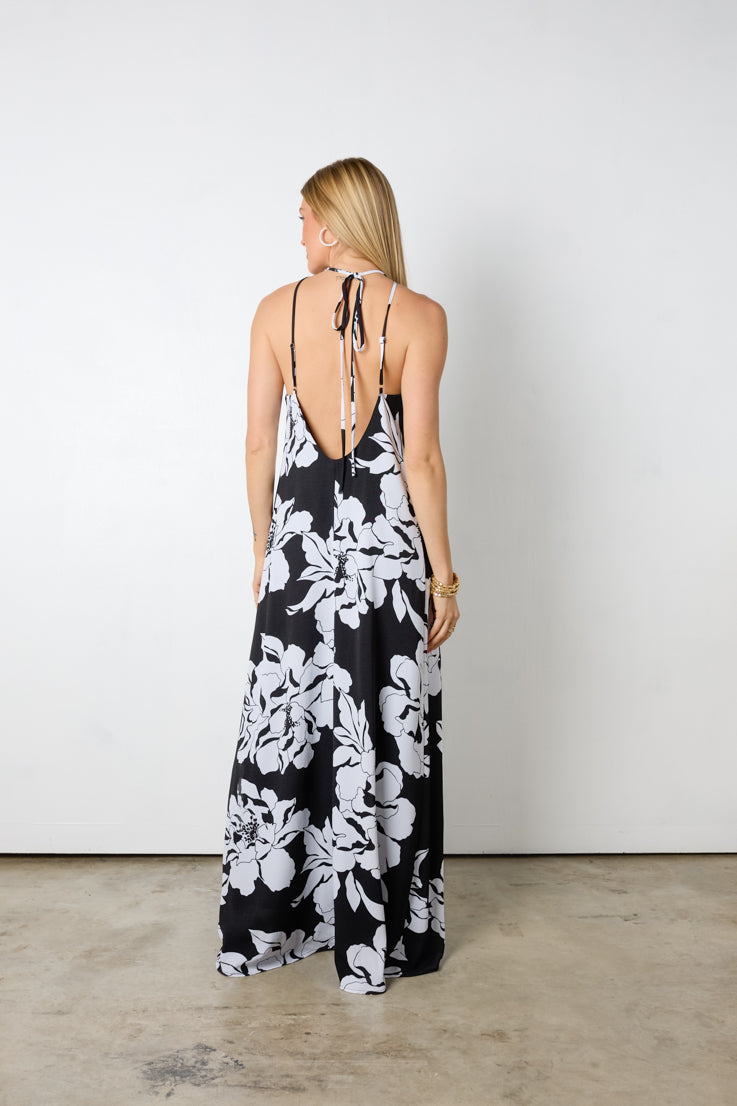 black and white floral maxi