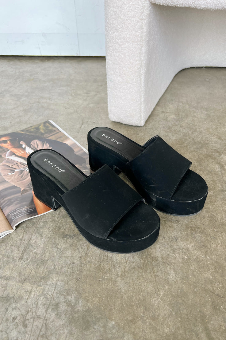 black classic platform sandals