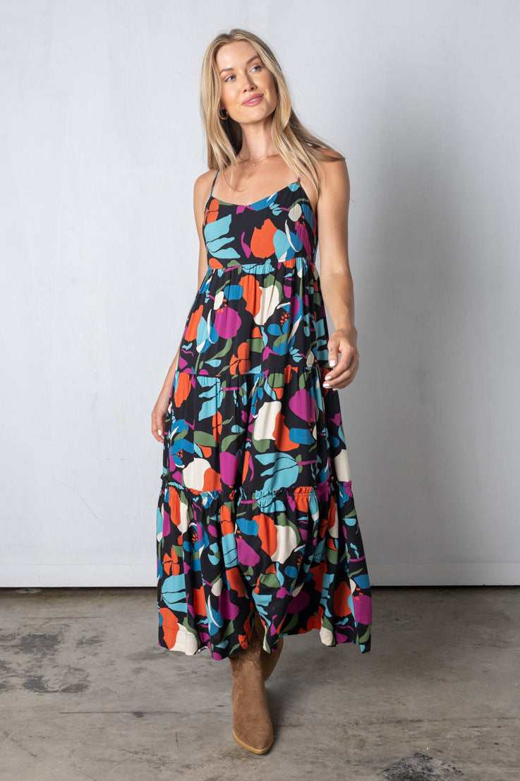  black floral maxi dress