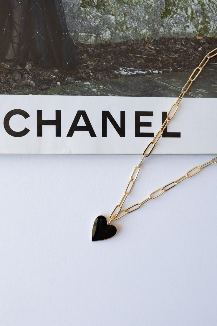 black heart gold necklace