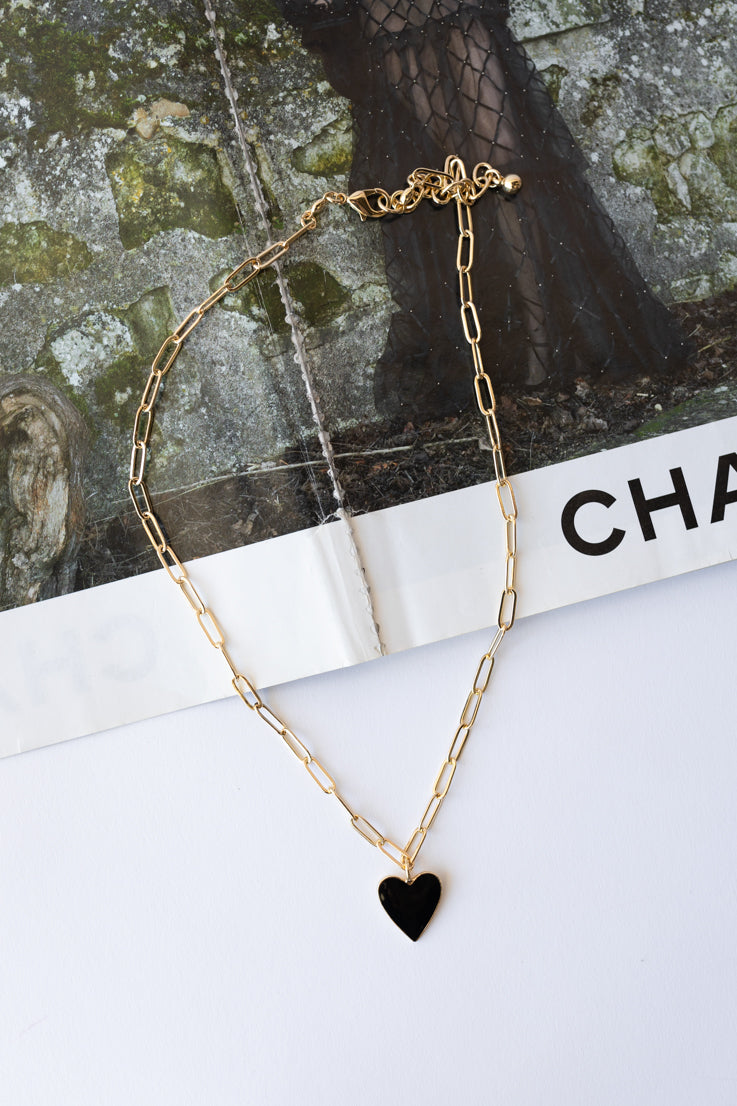 black heart gold necklace