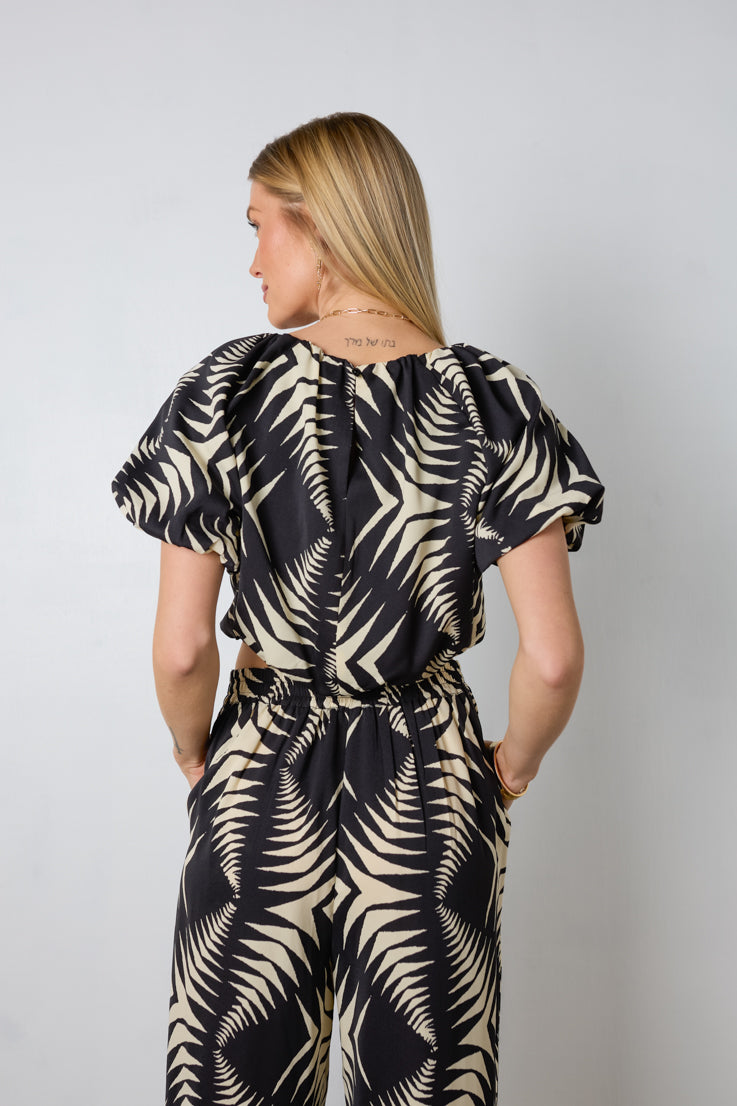 black ivory abstract top