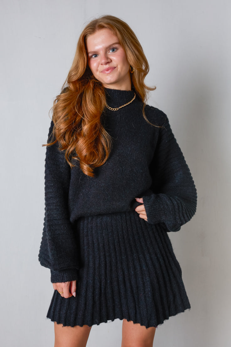 black knit sweater set