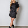 black leather mini dress