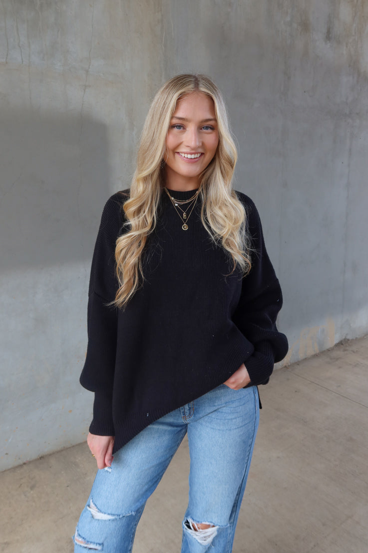 black oversized sweater