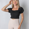 black puff sleeve top