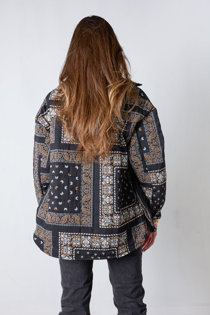 black quilted jacket