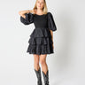 black ruffled mini dress