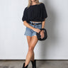 black short sheelve baggy top