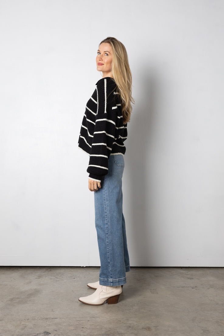 black and white stripe sweater
