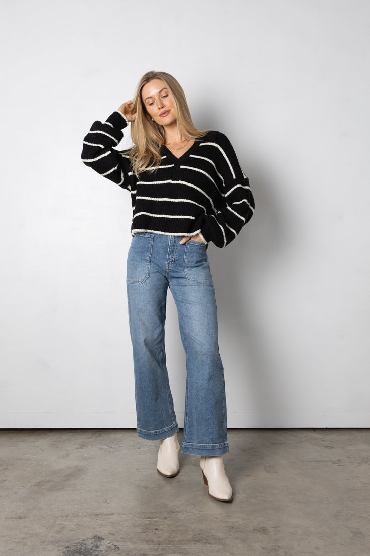 black and white stripe sweater