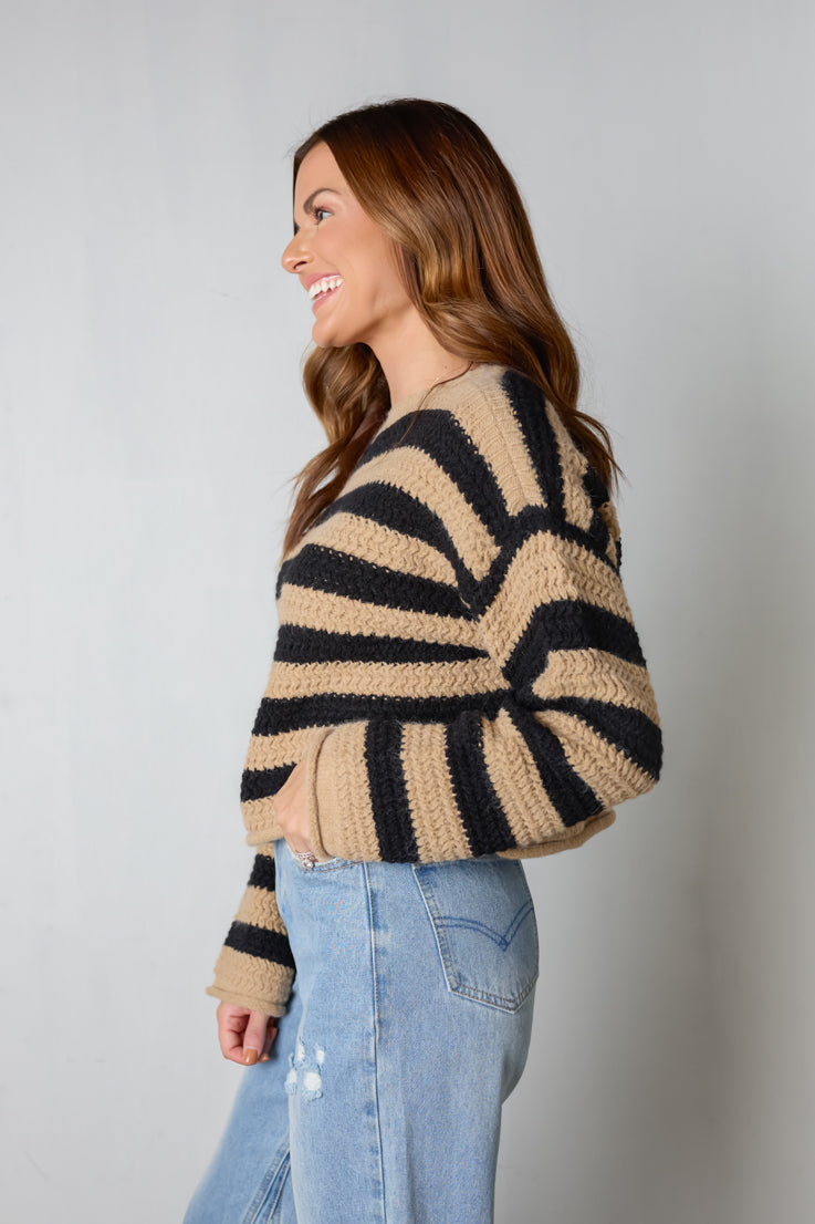 black and tan stripe sweater