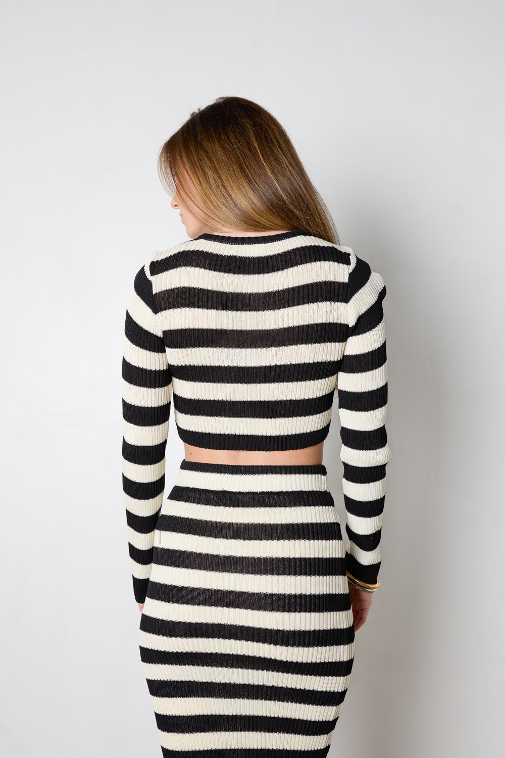 black white stripe top