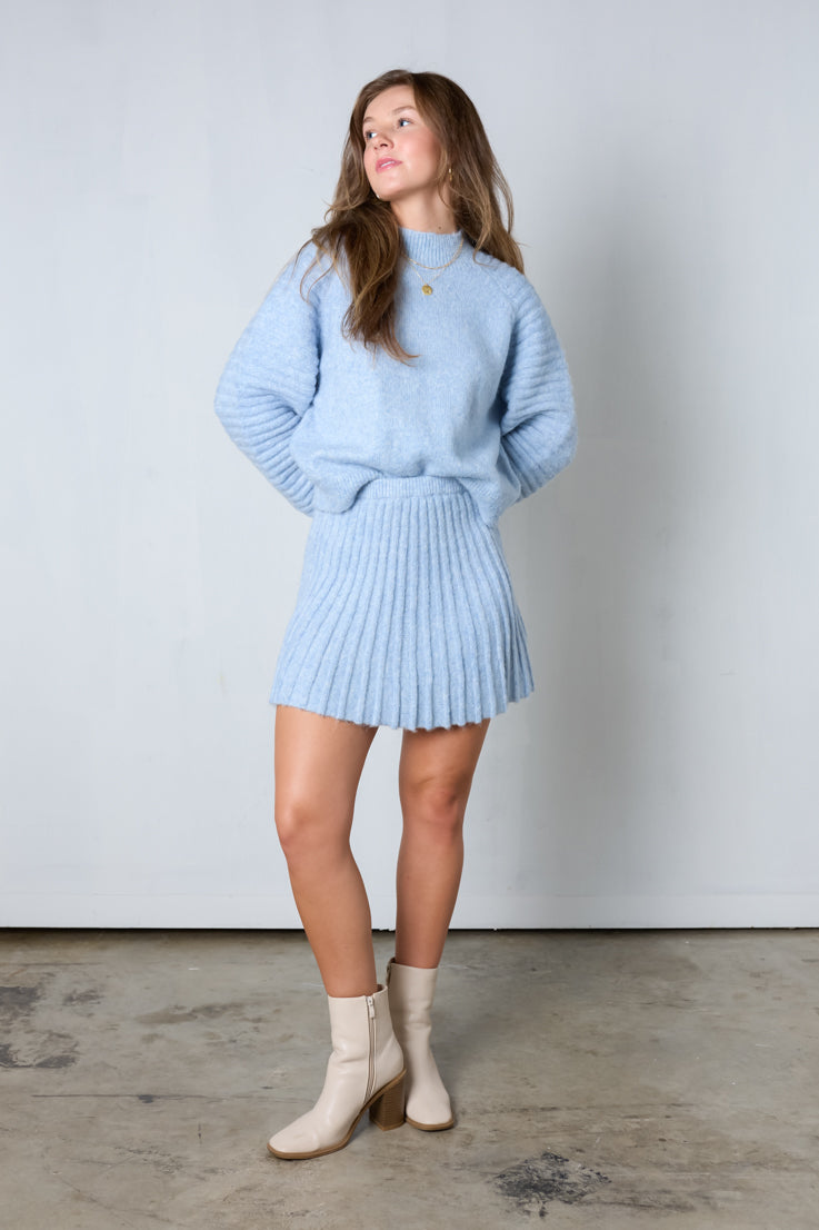 blue knit skirt