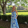 blue and pink floral maxi dress