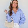 blue oversized button up top