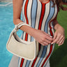 ivory blue red pinstripe dress with fringe