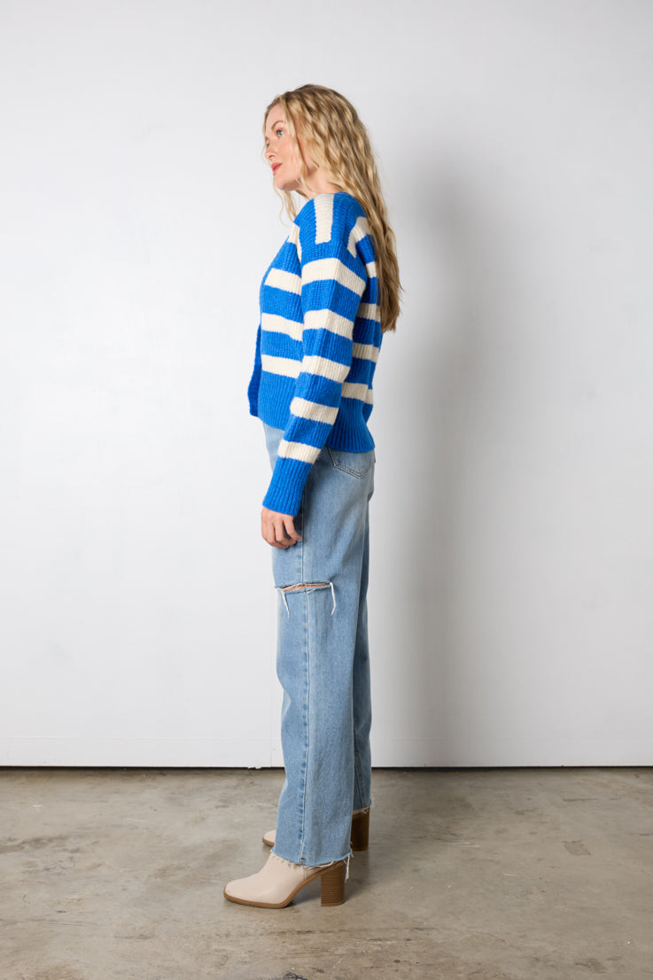 blue white stripe sweater