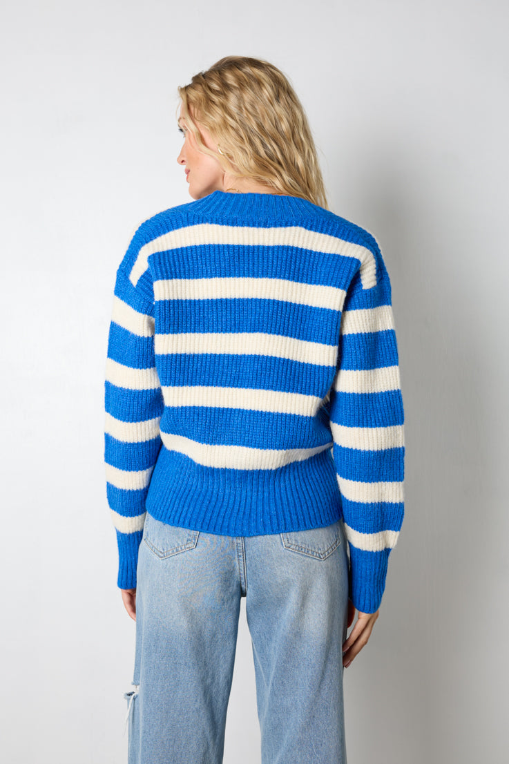 blue white stripe sweater