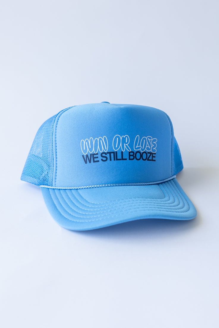 blue win or lose graphic hat