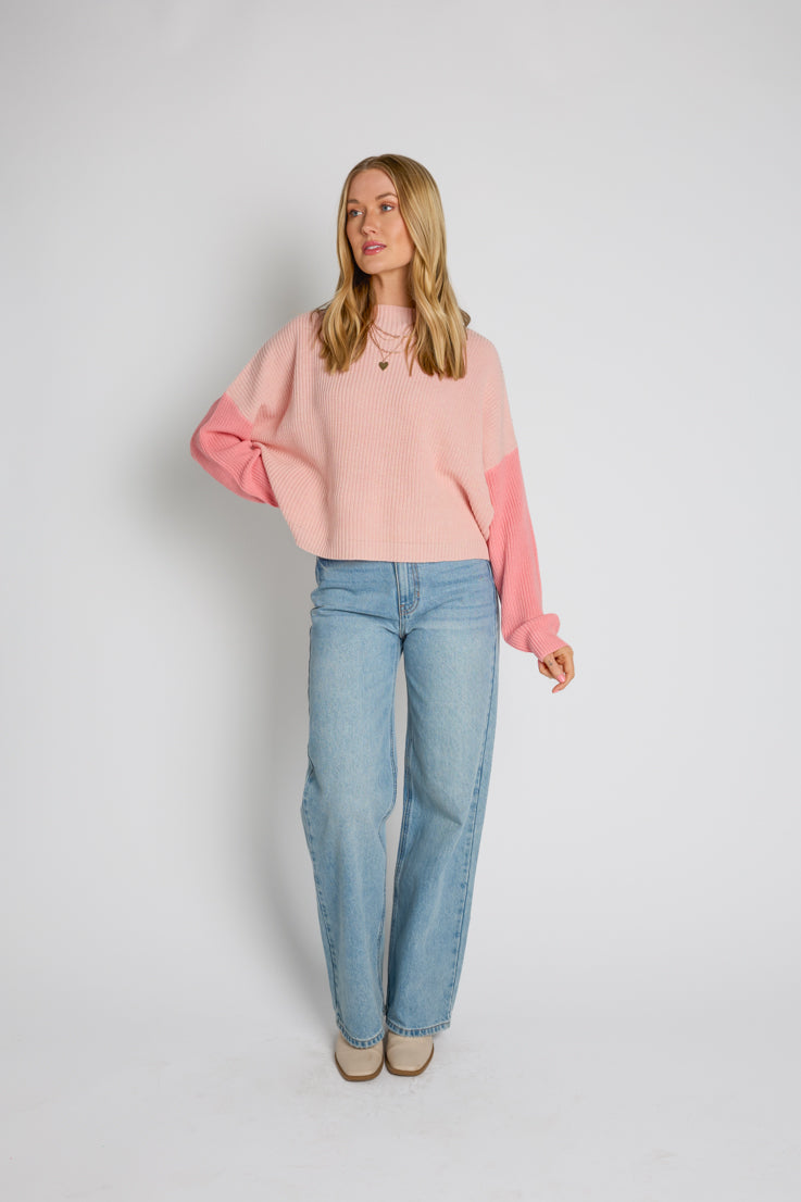 blush colorblock sweater