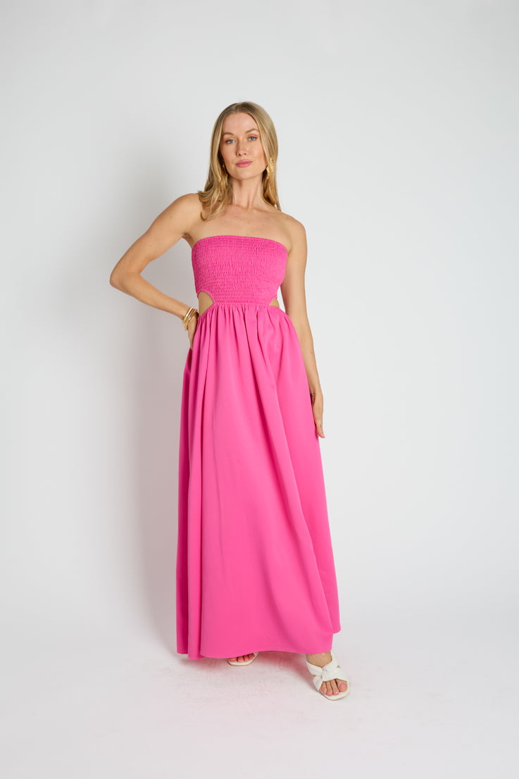 bright pink maxi dress