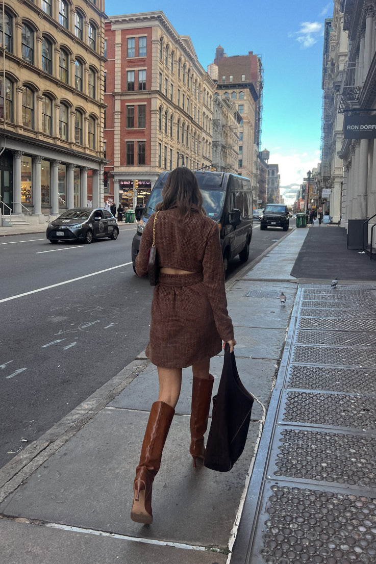 brown blazer dress