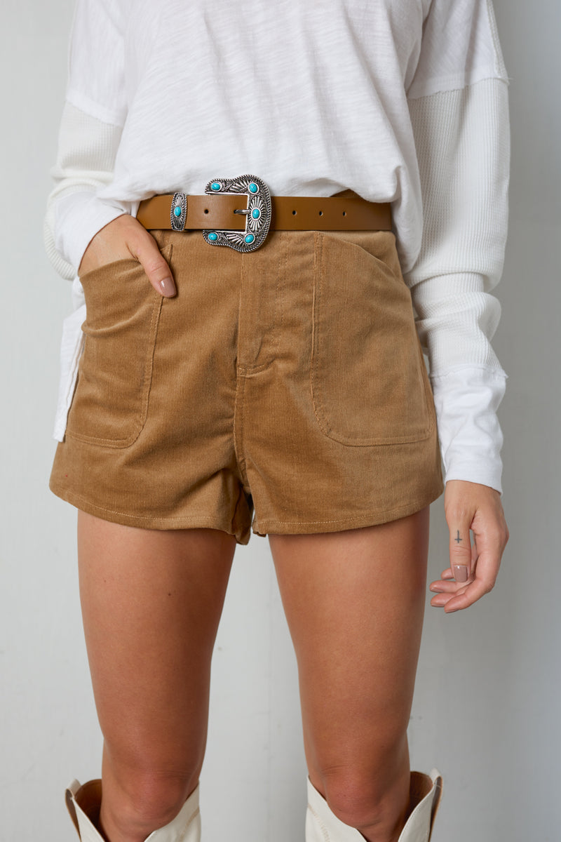brown corduroy shorts