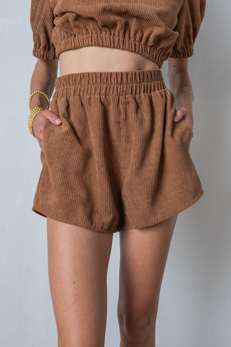 brown curduroy shorts