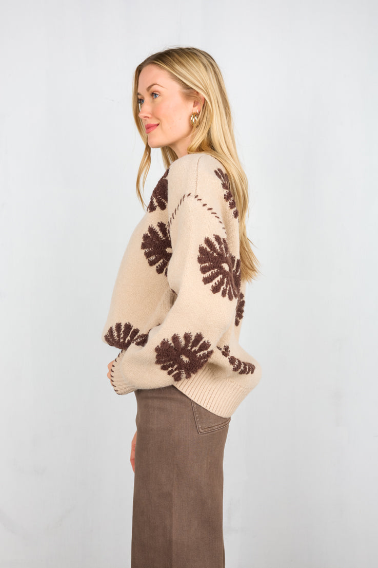 brown floral sweater