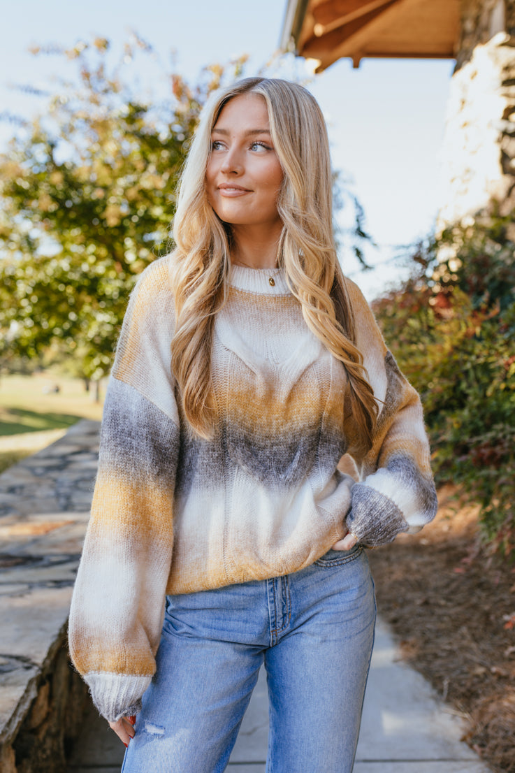 brown knit braided sweater