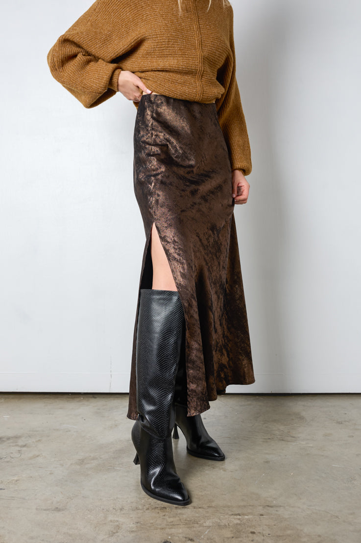 brown shimmer skirt