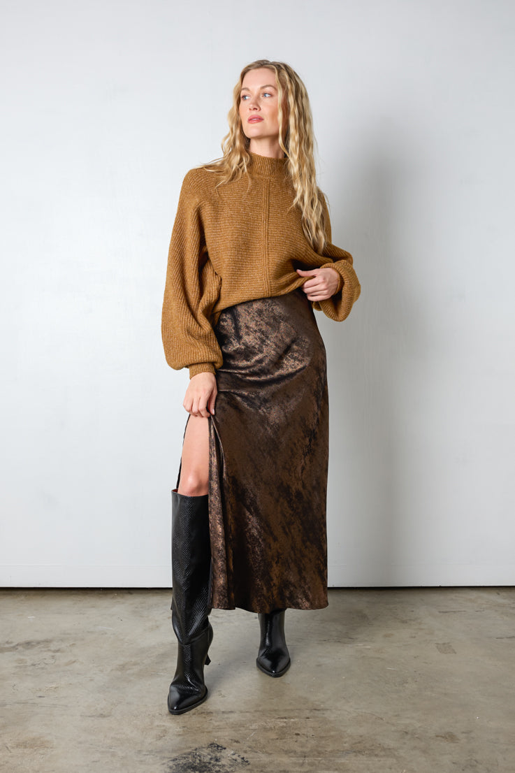 brown shimmer skirt