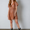 camel faux leather mini dress