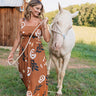 camel printed maxi dress