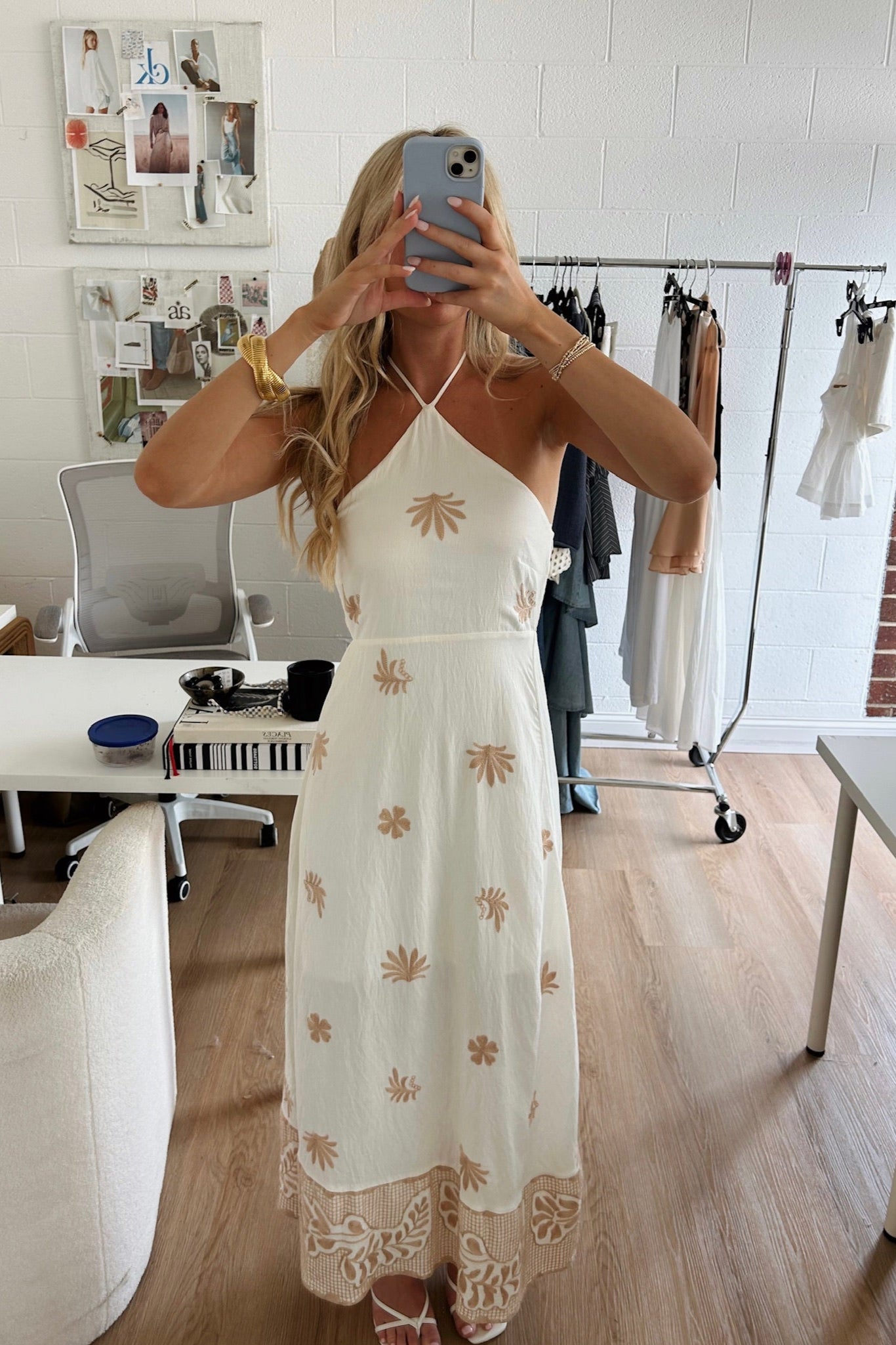 caution to the wind maxi dress Caution To The Wind Pink White Tiered Stretch Sleeveless Minimalist Maxi Dress M