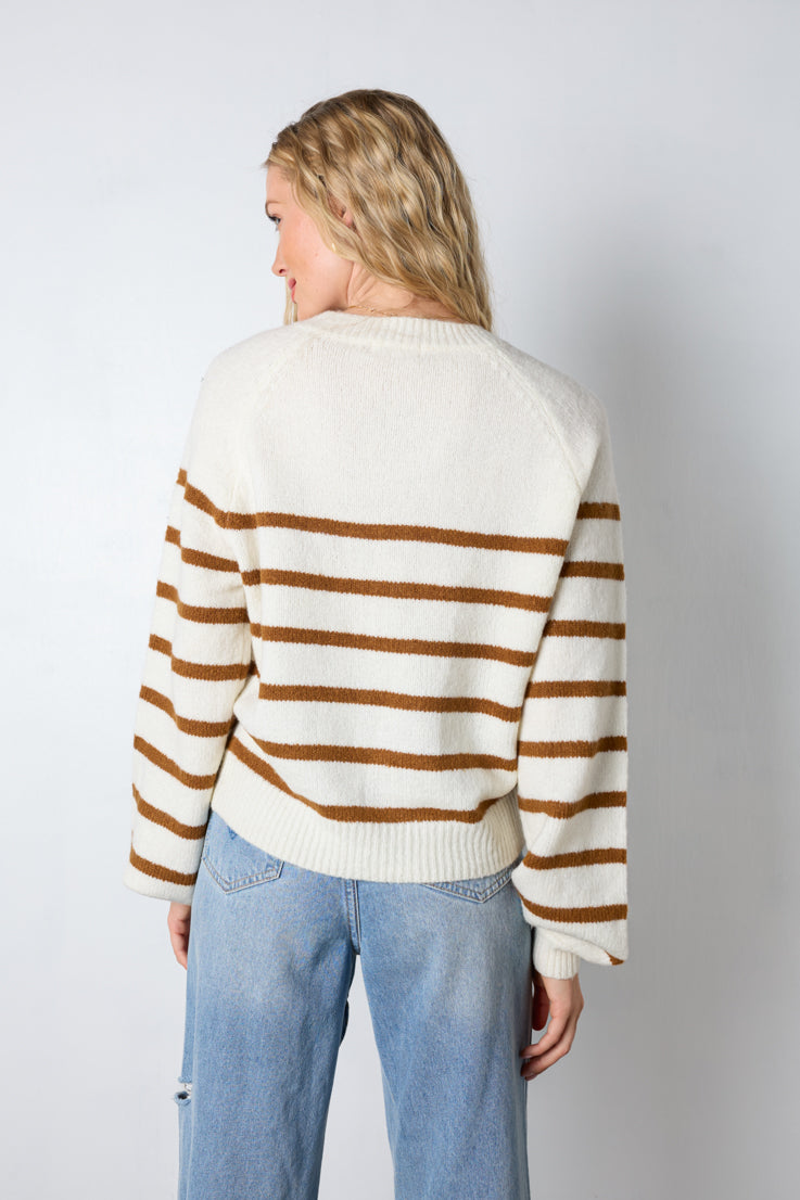 cream brown stripe sweater