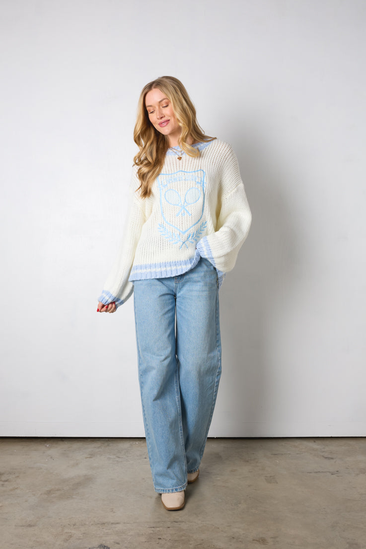 cream knit country club sweater