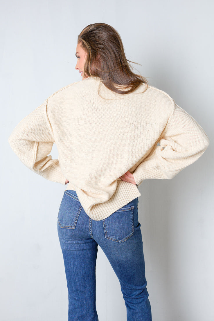 cream oversized knit sweater