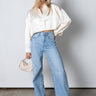 cream satin cropped blouse