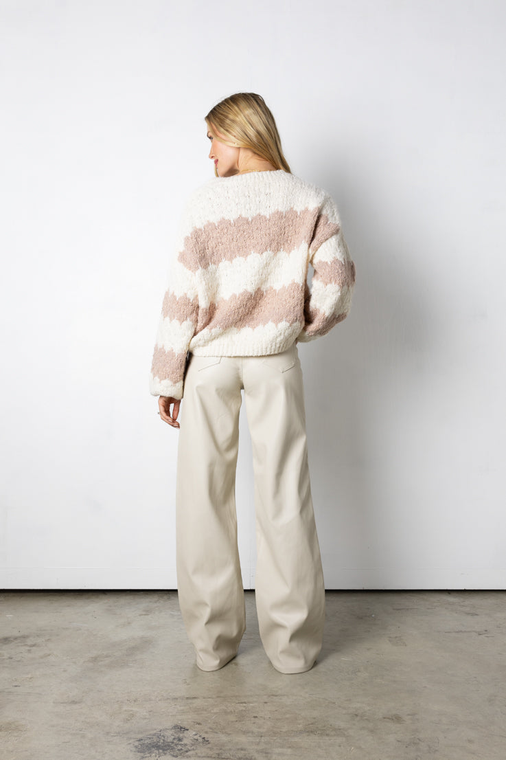 cream taupe stripped sweater