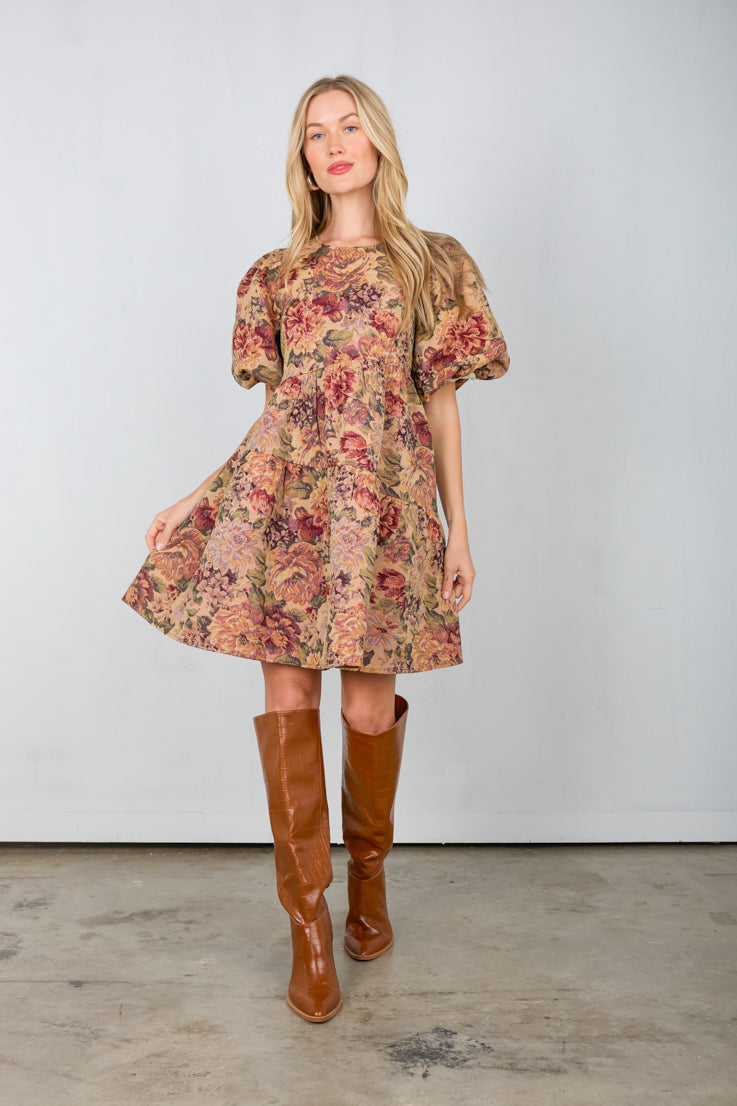 floral dress puffy sleeve